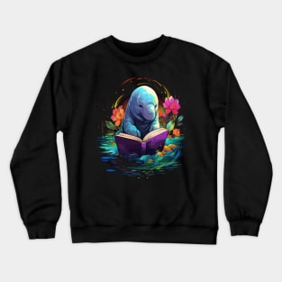 Manatee Reads Book Crewneck Sweatshirt